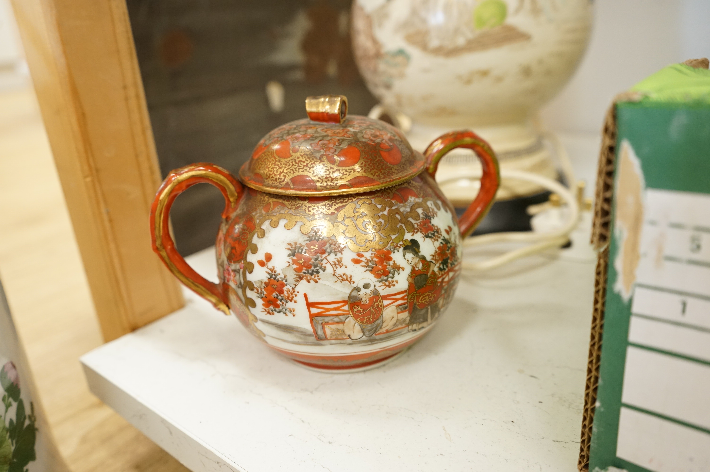 A large collection of Chinese and Japanese ceramics to include a pair of Satsuma vases, a Satsuma jar and cover and Imari wares